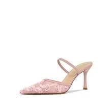 Damen-High Heels, geschlossene Pantoletten, Stiletto-Sandalen aus Mesh und Spitze – der neue Sommerstil für draußen. - Pink - Übersicht 5