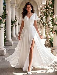 HEARBOBO Fashionable White Wedding Dress Bridal Gown - White - View 3