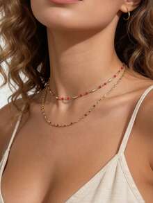 2条简约天然石管珠手链，适合日常佩戴和度假 - 彩色 - 查看 5