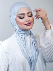 1pc Instant Triangle Hijab, All-In-One Tie-Up Design, Quick Wrap Without Slipping, No Undercap Needed, Suitable For Daily Wear, Prayer, And Outings - Multicolor - View 19