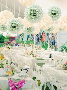 Conjunto de 12 peças para decoração de casamento, incluindo bolas de flores de papel e bolas de pelúcia para festas de casamento, fundo para festas, decoração de flores de papel, adereços para cenários, decoração externa, decoração suspensa, decoração de mesa, ideal para casamentos, festas de aniversário, decoração de casa, decoração de quarto de noivos, cenário para fotos e aniversários. - multicolorido - Ver 6