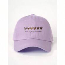 1pc Outdoor Printed Heart Gradient English Letter Adjustable Baseball Cap, Sunblock Casual Hat Suitable For Spring And Autumn Travel, Beach Holiday, For Women, Y2K Style, Valentine's Day Valentines - A - 查看 4