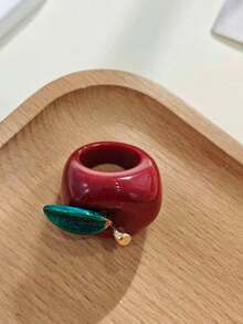 1枚可爱3D草莓苹果树脂戒指，适合女性日常佩戴 - 水果戒指 - 查看 11