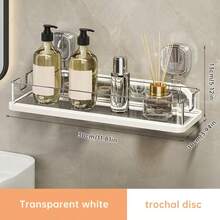 1pc Suction Cup Bathroom Shelf, No Drilling Wall Mounted Vanity Storage Rack - Multicolor - View 11