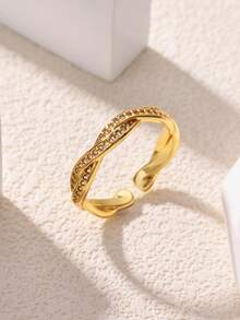 可调节18K镀金复古蝴蝶结立方氧化锆戒指，优雅防水首饰配饰，送给女性/闺蜜的礼物，适合婚礼、生日、母亲节等场合。 - 彩色 - 查看 7