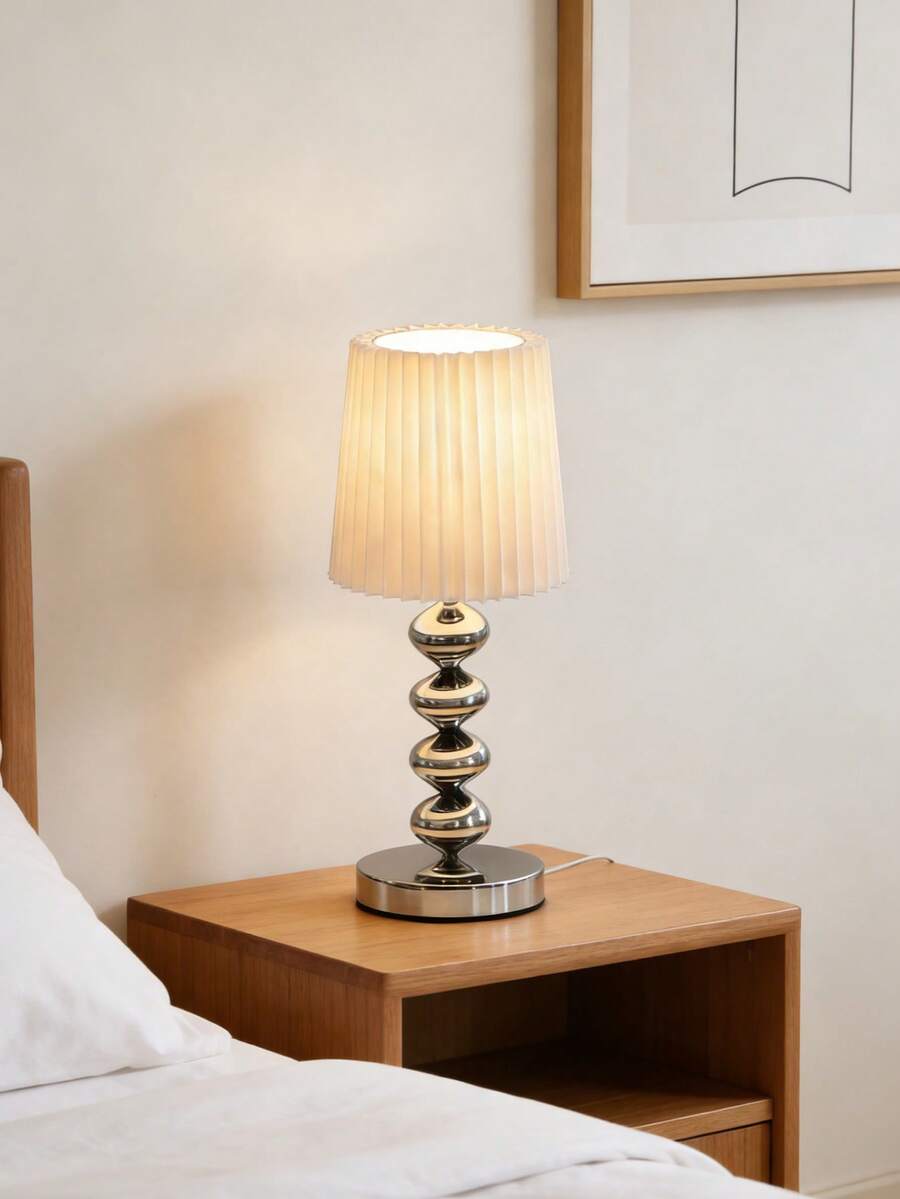 1pc USB Powered High-Quality Metal Retro Desk Lamp, Suitable For Bedside, Hostel, Dining Room, Camping, Minimalist Warm Light Atmosphere Lamp - Silver - View 1