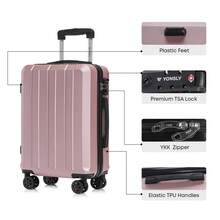 YONSLY Suitcase 20/24/28 Inch With YKK Zipper, TSA Lock, 4 Quiet Wheels, 360° Mesh Compartment, Hard Shell Suitcase, Large Trolley Suitcase, Carry-On Luggage For Holidays, Short Trips And Business Trips - 玫瑰金 - 查看 3
