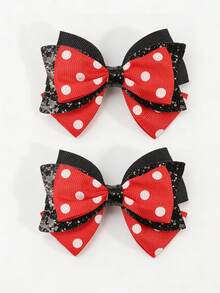 Set de 2 pinzas para el cabello de niña con diseño de mariquita y moño, pinza de pato a lunares rojos con diseño de insecto, accesorios de cabello casuales adecuados para adolescentes para uso diario - Multicolor - Ver 5