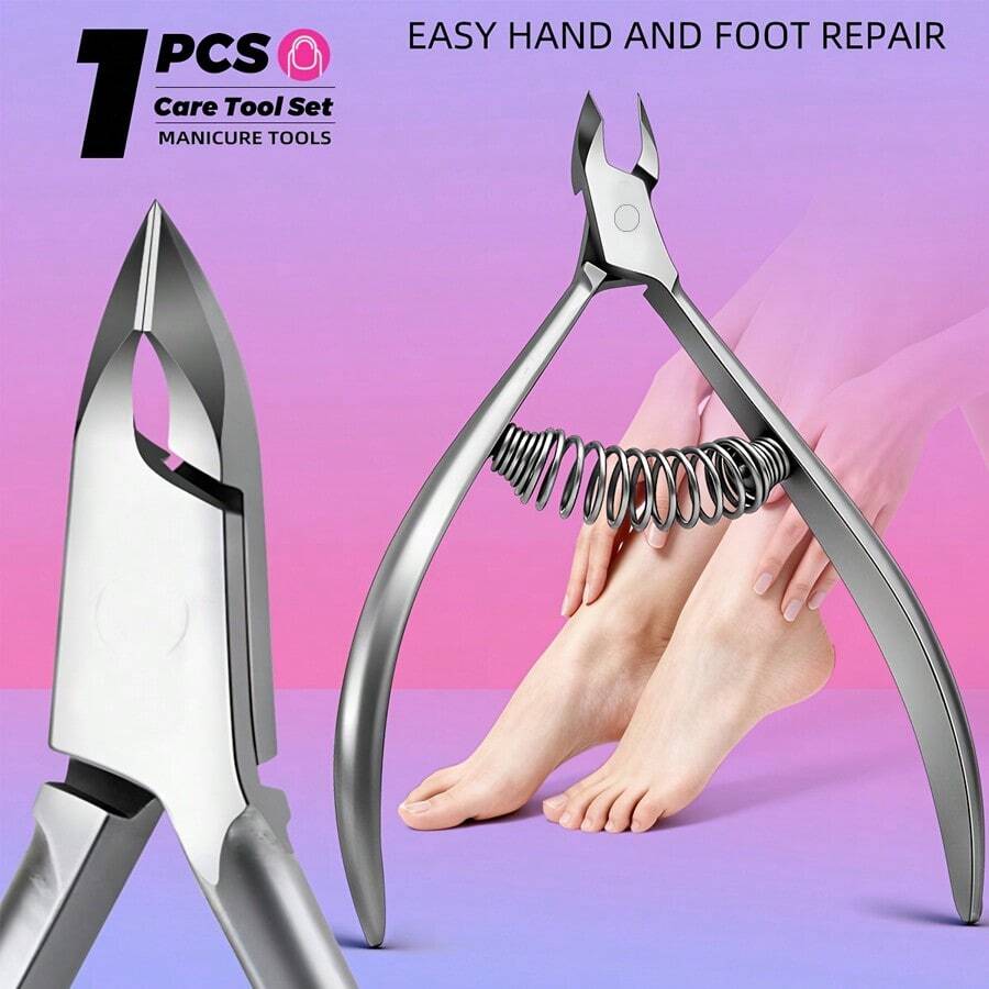 Cortaúñas profesional de acero inoxidable, herramienta de manicura para salón de uñas, elimina fácilmente las cutículas/uñas y recorta los callos, material resistente a la oxidación, cortaúñas con resorte incorporado para un corte sin esfuerzo, tijeras esenciales para el cuidado de las uñas sin olor, adecuadas para el hogar, manicura y pedicura de salón - Pinza de queratina de alta calidad - Ver 1
