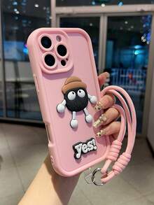 Ốp điện thoại có dây đeo hình mũ bông 3D hoạt hình, phụ kiện tương thích với iPhone 17/16/15/14/13/12/11. - Màu Hồng baby - Xem 5