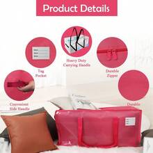 8 Pack Heavy Duty Large Moving Bags With Handles, Waterproof Foldable Storage, Clothing Storage Bags, Packing Moving Boxes College Supplies, Pink - 粉紅色+8裝 - 查看 4