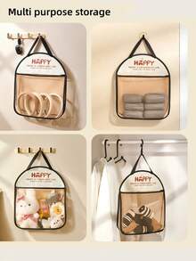 1 pieza Bolsa de malla para almacenamiento, bolsa organizadora colgante, estantería de almacenamiento sobre la puerta, bolsa organizadora del hogar, almacenamiento estacional, malla transpirable, fácil de limpiar - Negro - Ver 6