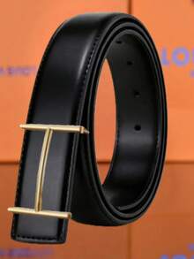 Thắt lưng da PU màu đen tối giản với khóa chữ I màu vàng, hoàn hảo để nâng tầm trang phục công sở. - Nhiều màu - Xem 11
