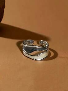 1pc Titanium Steel Classic Fashion, Luxury, Hip-Hop, Cute, Retro, Minimalist, Unique Multi-Color Enamel Drip Glaze Stainless Steel Adjustable Open Ring, Suitable For Various Outfits, Work, Study, Travel, Carnival, Concert, Party, Also Suitable As Holiday Gift - Silver-black and White - View 6