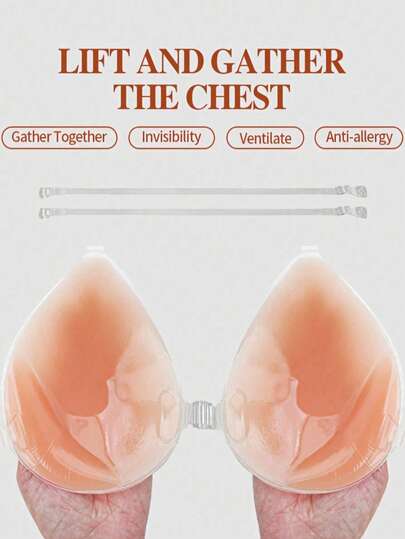 Women's Silicone Sticky Backless Invisible Push Up Bra, Suitable For Daily Wear And Special Occasions