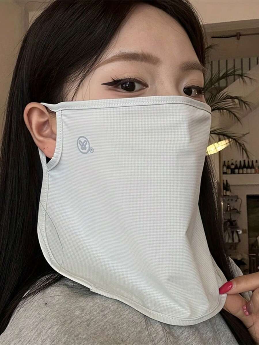 2 piezas Máscara de protección solar de cara completa para verano, bloqueo UV, cubierta facial de seda de hielo transpirable, con sujeción en las orejas, adecuada para conducir, regalo de vacaciones - Multicolor - Ver 1