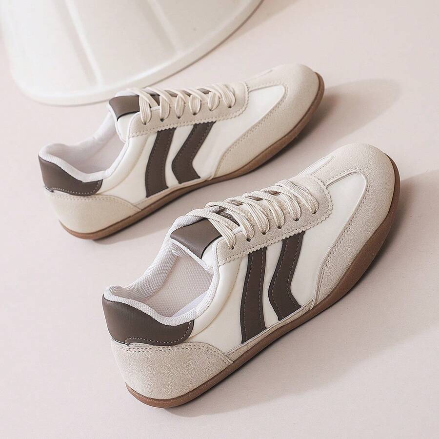 Giày thể thao nữ thường ngày, giày tối giản lấy cảm hứng từ Đức, giày lười đi học, giày chạy bộ đường trường, giày leo núi cắm trại, giày trượt ván ngoài trời, giày đế bằng. - Màu be - Xem 1