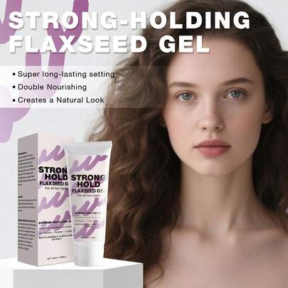 Strong Hold Flaxseed Gel - Super Long-Lasting Setting, Double Nourishment, Natural Look | With Flaxseed & Ylang Ylang Extract, Extreme Curl Definition For All Hair Types