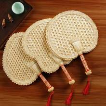 Handmade Wheat Straw Fan, Hot Fan, Summer Essentials, Beautiful Design, Handheld Fan, Portable Fan, Vintage Style Fan. - Multicolor - View 1