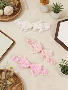 3/4pcs Set Solid Color Lace Bow Baby Headbands, Cute Newborn Photography Props, Soft Elastic Infant Hair Accessories - Multicolor - View 1