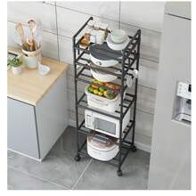 1pc Multi-Tier Kitchen Storage Rack, Floor-Standing Microwave Oven Shelf, Rice Cooker Rack, Fruit & Vegetable Organizer - Multicolor - View 4