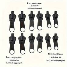 12pcs Zipper Sliders, Instant Zipper Repair Kit With Buttons Hook, Durable Metal Zipper Replacement Set For Jackets, Bags And Clothing - Zhishangshui - View 6