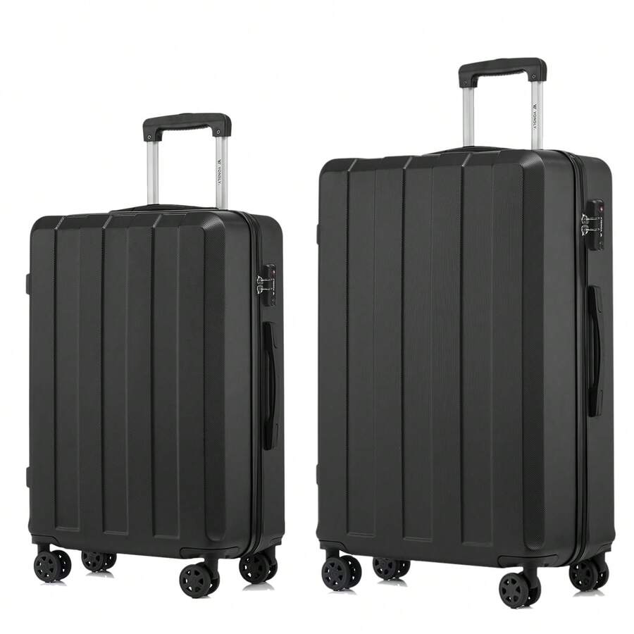 YONSLY 2‑Piece Suitcase Set 24/28 Inches With TSA Customs Lock YKK Zipper 4 Silent Wheels Travel Suitcase Large Suitcase Set For Family Outings - 黑色 - 查看 1