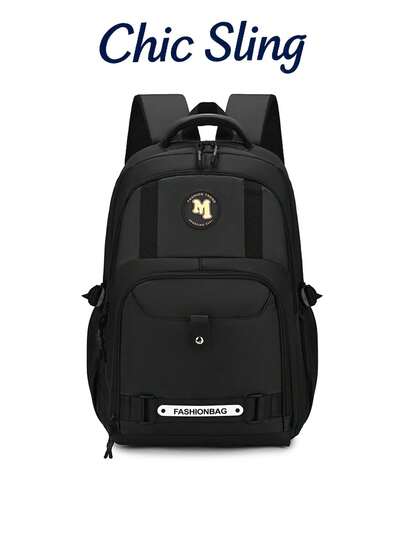 SHILAN 大容量商务背包，耐磨防水电脑背包，通勤包，可容纳15.6英寸电脑，多隔层学生书包，带侧袋扣环设计，工作/学习/商务旅行两用包