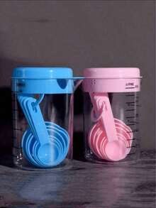 1 Juego de tazas y cucharas de medición, cucharas marcadas de plástico, herramientas de medición para hornear, juego de utensilios de cocina para hornear - Multicolor - Ver 7