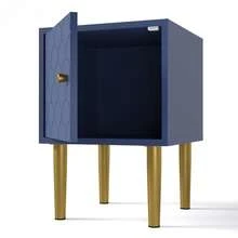 (=WF290543AAB) Nightstand, Bedside Table, Side Table, Navy Blue, Sofa Table Suitable For Any Bed & Bedroom - H50/W35/D35 Cm - Blue - View 9