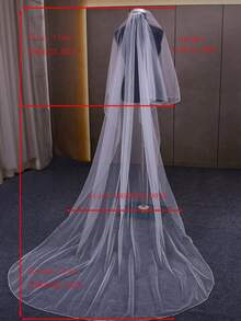 1pc Minimalist Sheer Double-Layer Blusher Bridal Veil, Cathedral Length, Suitable For Beach Wedding, Wedding Photography, Comb Fixation, Face Covering Veil - Multicolor - View 7