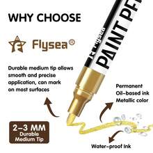Flysea 12-24色油性马克笔套装，12/24色速干永久性马克笔，中号笔尖，适用于金属、木材、织物、塑料、岩石彩绘、石头、马克杯、画布、玻璃等多种表面 - 中号笔尖，塑料材质 - 馬克筆 - 查看 11