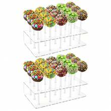 1pc/2pcs Transparent 15-Hole Lollipop Display Stand, Suitable For Colorful Candy Sticks, Cupcakes And Desserts, Great For Parties And Events, Dessert Display, Vertical Lollipop Rack - 透明 - 查看 6