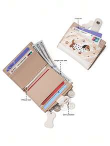 1PC 腊肠犬女士钱包 - 可爱的腊肠犬设计，拉链，金色五金，腊肠犬印花 - 小巧的卡包和零钱包，大容量短款钱包，可爱零钱包，生日礼物，女士钱包，迷你钱包，小钱包，可爱女士钱包。 - 彩色 - 查看 9