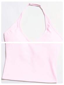 MFVIM Women's Halter Sports Top, Fashionable Breathable Comfortable Casual Sports Tank Top - Baby Pink - View 11