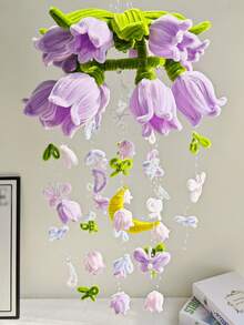 1 chiếc chuông gió mô phỏng hoa linh lan tím trang nhã, trang trí hình trăng và bướm pha lê thời trang, hoạt động êm ái, thích hợp làm quà tặng ngày lễ, trang trí nhà cửa, đám cưới, sân vườn. - Màu tím - Xem 2