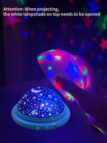 1 pièce Lampe de projection du ciel étoilé coloré, veilleuse LED en forme d'OVNI avec projection de lune et de galaxie, alimentée par USB, convient pour la maison, la chambre, les fêtes musicales, cadeau de Noël - Lampe de projecteur - Voir 4