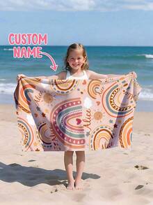 Personalized Kids Beach Towel, Summer Birthday Gift, Summer Vibe, Girls Beach Travel, Customized Beach Towel, Swimming Pool, Beach Decor - Multicolor - View 7