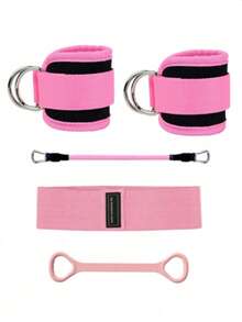 Advanced Leg Kick Resistance Bands, Ankle Strap Leg & Glute Strength Training, Plyometric Jump, Taekwondo Training Bands With Ankle Strap, Resistance Loops - Pink and Black Glossy Set, Gradient Pink Pound Resistance Ring - View 4
