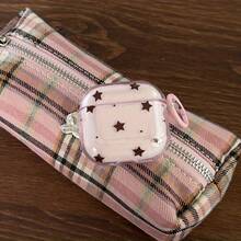 Translucent Starry Powder Blue Rice + Hoop Earphone Case, Compatible With Apple 4 Case Fashionable Women's Earphone Case / Minimalist Earphone Case - 白色 - 查看 7