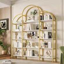 170 X 26 X 190 Cm Shelf In A Simple Style, Steel Tube And MDF Material, Five Storage Shelves, Unique Cloud Shape, Easy To Assemble And Clean, Gold + White - one-size - View 4