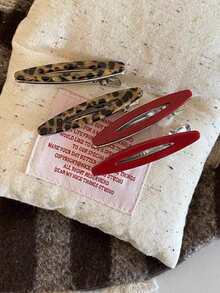 2pcs/Set Acetate Geometric Hollow Oval Hair Clips, Side Bangs Clips, Women Hair Accessories - Multicolor - View 2