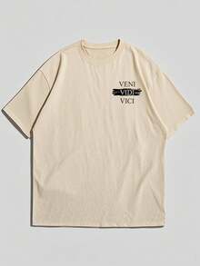Short-Sleeved T-Shirt With Round Neck And Abstract Portrait Print Of Men, For Summer - Black - View 4