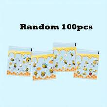 100pcs Yellow Bee Themed Self-Sealing Bags, Honeycomb Pattern Gift Bags For Birthday, Wedding, Baby Shower, Party Decorations, Gift Packaging - View 4