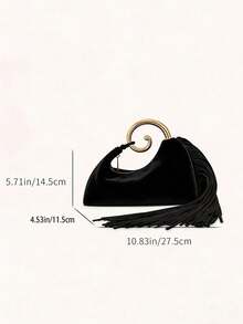 Túi xách tua rua cao cấp phong cách retro Âu Mỹ mới, mang vẻ quyến rũ quý phái, túi thời trang dự tiệc tối dành cho nữ. - màu đen - Xem 2