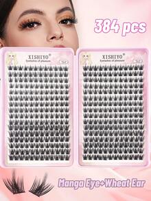384pcs D-Curl Eyelash Extension Clusters, DIY Eyelash Extension Kit, Individual False Eyelashes, False Eyelash Clusters For Home Use - View 1