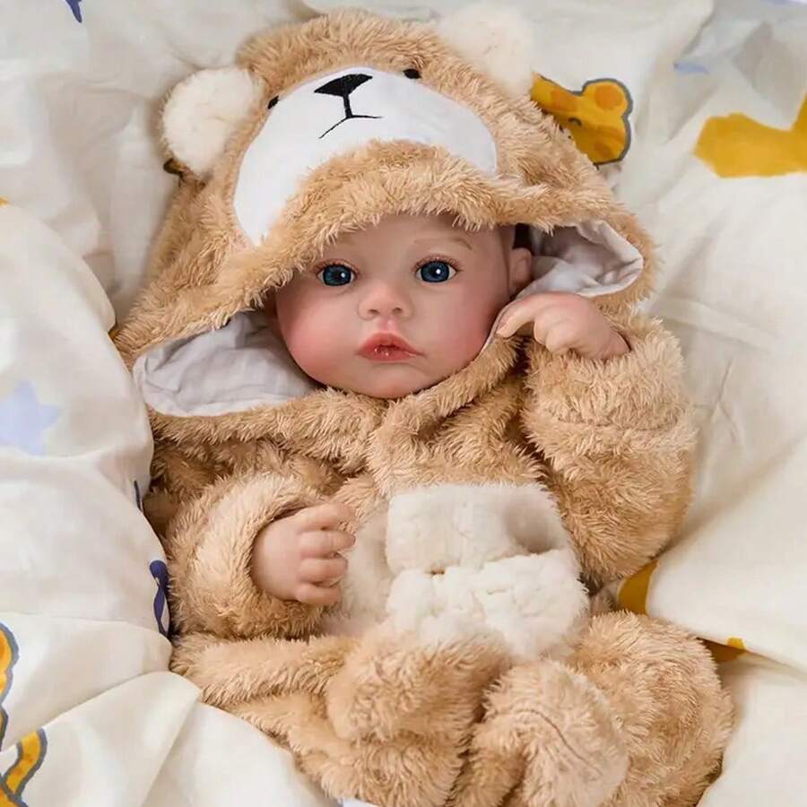 45厘米 Meadow 重生娃娃，18英寸全身柔软硅胶乙烯基女孩娃娃，3D彩绘肌肤，可见血管，乙烯基四肢，逼真手绘头发，手工艺术娃娃 - 收藏级艺术娃娃，圣诞节/生日/感恩节礼物 - 多色 - 查看 1