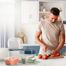 6pcs Transparent Plastic Food Storage Containers With Blue Stackable Lids, Reusable Kitchen Storage Boxes For Rice, Grains, Meat, Fruits And Vegetables, Stackable Space-Saving Food Containers, Microwave And Dishwasher , Airtight Fresh-Keeping Organizer For Kitchen And Home Use, Great For National Day, Bathroom, Scalp Massage, Back To School, Travel Vacation And Daily Life, Holiday Gift For Family And Friends - Multicolor - View 4