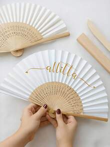 Quạt cầm tay bằng vải trắng, khung tre, in tên/họa tiết theo yêu cầu, quà tặng tiệc cưới, quạt giấy và tre cá nhân hóa màu trắng, hồng, đen cho đám cưới, tiệc độc thân, lễ hội dành cho phụ nữ, sinh nhật, tiệc mừng em bé chào đời, cô dâu. - Nhiều màu - Xem 7