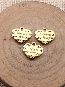 20pcs 13x12mm Double-Sided "Love You" Heart Charms Pendant For DIY Jewelry Making Necklace Keychain Phone Chain Bracelet Making Accessories Handmade Craft Making Findings - Love - View 6